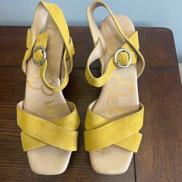 Yellow Suede Platform Sandals - Picture 4 of 6